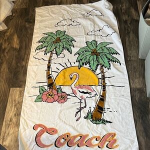 Coach Sunset Flamingo Beach Towel - White, Green, and Pink